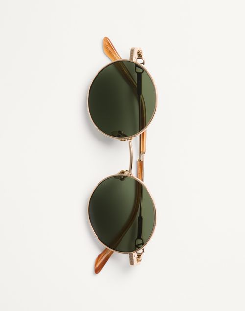 Valentino - Round Metal Frame - Gold/green - Unisex - Eyewear