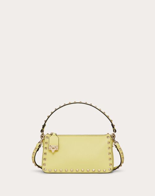 Valentino Garavani Small Rockstud Grainy Calfskin Crossbody Bag Woman Light Yellow Uni In Light Yellow