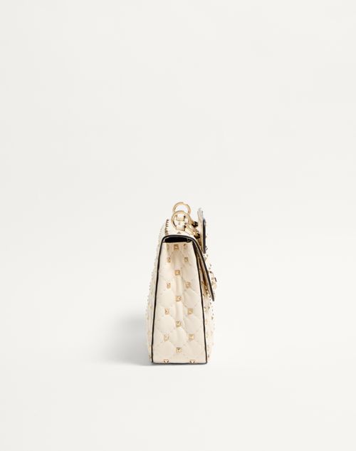 Valentino Garavani - Medium Nappa Rockstud Spike Bag - Light Ivory - Woman - Shoulder Bags