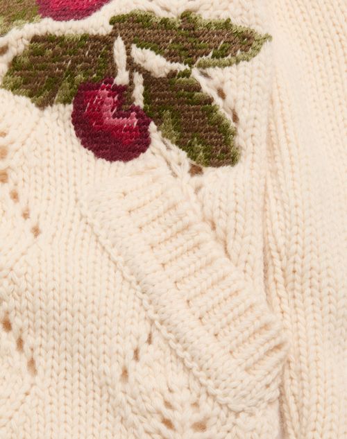 Valentino - Embroidered Knit Jacket - Birch/multicolour - Woman - Knitwear