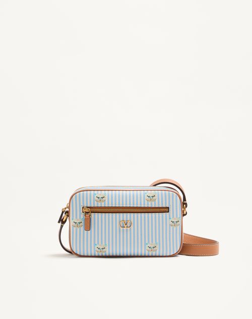 Valentino Garavani - ヴァレンティノ ガラヴァーニ Vロゴ シグネチャー ル シャ デ ラ メゾンプリント グレインカーフスキン ミニバッグ - アジュールブルー/アイボリー - メンズ - ショルダーバッグ