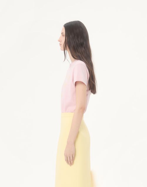 Valentino - Bedrucktes T-shirt Aus Baumwolle - Rosa - Frau - T-shirts & Sweatshirts