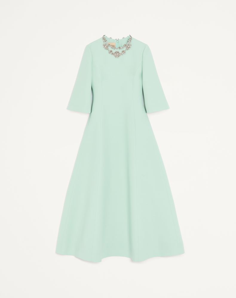 Valentino Women's Celadon/Silver Crepe Couture Embroidered Midi Dress Woman 48