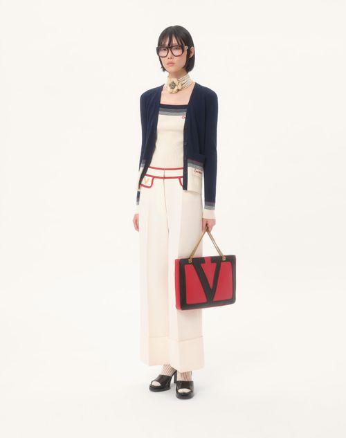 Valentino - Crepe Couture Pants - Ivory/red - Woman - Pants And Shorts