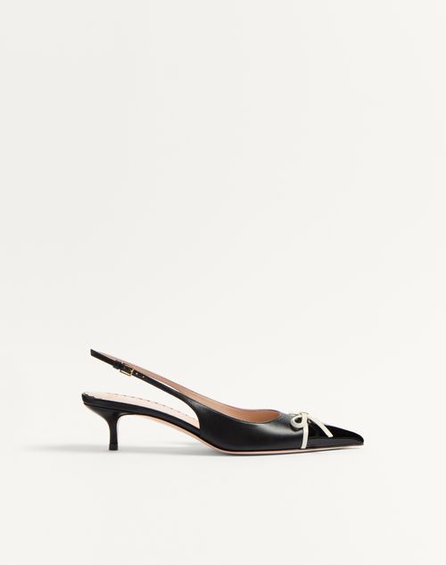 Valentino Garavani Bepointy Slingback Pump In Patent Leather And Kidskin 45mm Woman Black/ivory 36