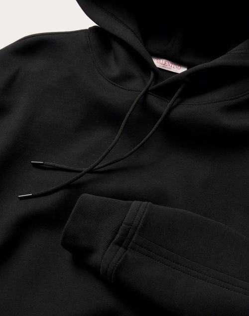 Valentino - Technical Cotton Sweatshirt With Hood And Maison Valentino Tailoring Label - Black - Man - T-shirts And Sweatshirts