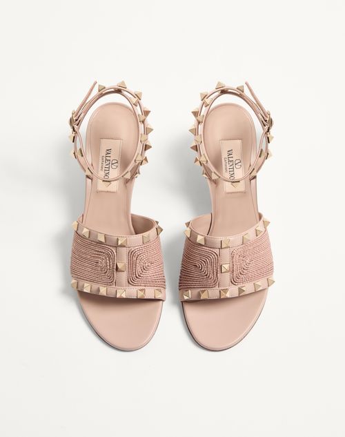 Valentino Garavani - Rockstud Calfskin Sandal With Cornely Embroidery 60mm - Beige Rose - Woman - Sandals