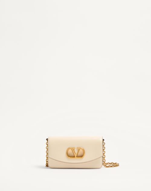 Valentino Garavani Garavani Vain Clutch Bag In Shiny Calfskin Woman Butter Uni In Neutral