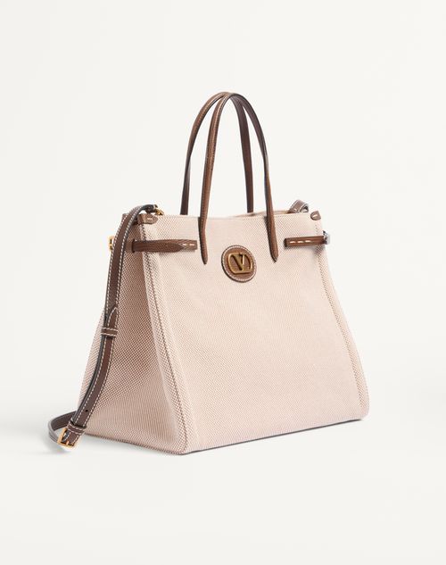 Valentino Garavani - Valentino Garavani Antibes Medium Canvas Shopping Bag - Natural/tobacco - Man - Totes