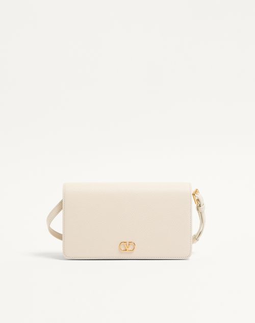 Valentino Garavani - Mini Borsa A Spalla Vlogo Signature In Vitello Granato - Light Ivory - Donna - Pochette