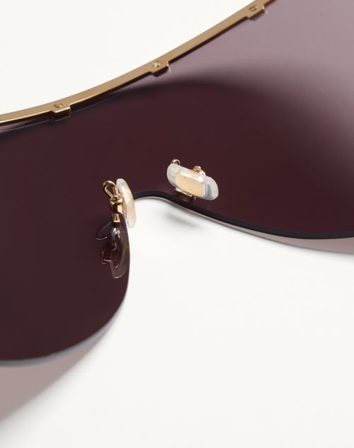Valentino - Occhiale Maschera In Metallo - Oro/grigio - Unisex - Occhiali