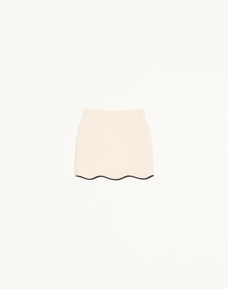 Valentino Women's Vanilla/Black Mini Skirt In Crepe Couture Woman 44