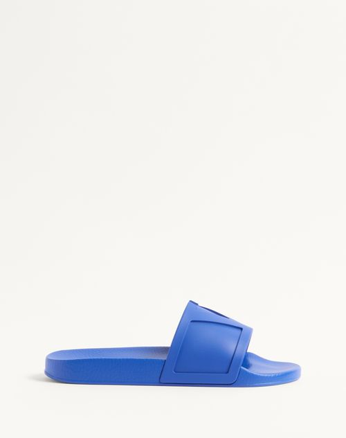 Shop Valentino Garavani Coolside Rubber Slide Sandal In Acid Bluette