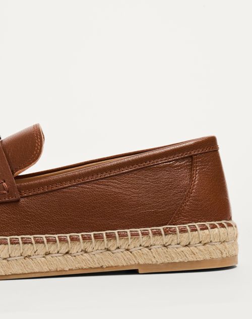Valentino Garavani - Palm Avenue Calfskin Loafer - Tobacco - Man - Loafers And Driver