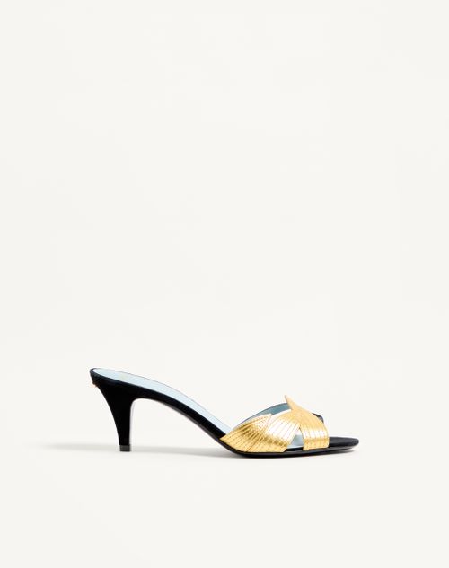 Valentino Garavani - Foliefoliage Suede Sandal 85mm - Black/gold - Woman - Sandals