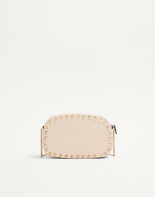 Valentino Garavani - Mini Rockstud Shoulder Bag In Grainy Calfskin - Light Ivory - Woman - Clutches