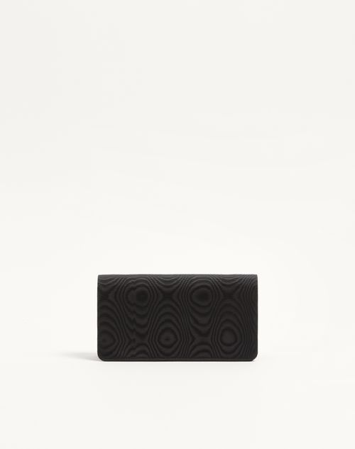 Valentino Garavani - Vlogo Signature Chain Wallet In Moiré Fabric With Jewel Logo - Black - Woman - Wallets And Small Leather Goods