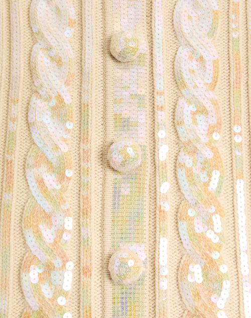 Valentino - Embroidered Wool Cardigan - Birch - Woman - Knitwear