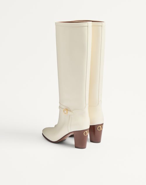 Valentino Garavani - Pattie Calfskin Boot 75mm - Ivory - Woman - Boots