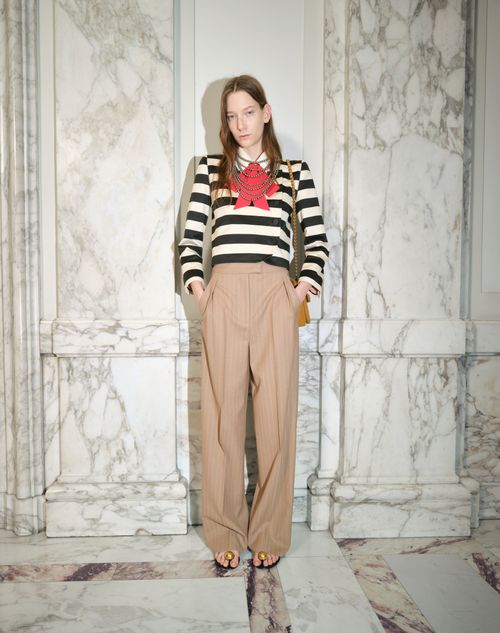 Valentino - Maxi Barré Cotton Satin Jacket - Vanilla/black/paris - Woman - Jackets And Blazers