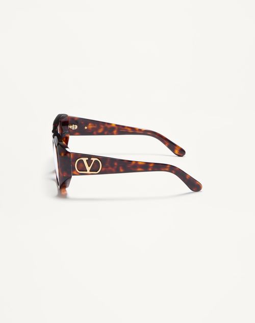 Valentino - Rectangular Acetate Frame - Brown - Unisex - Eyewear