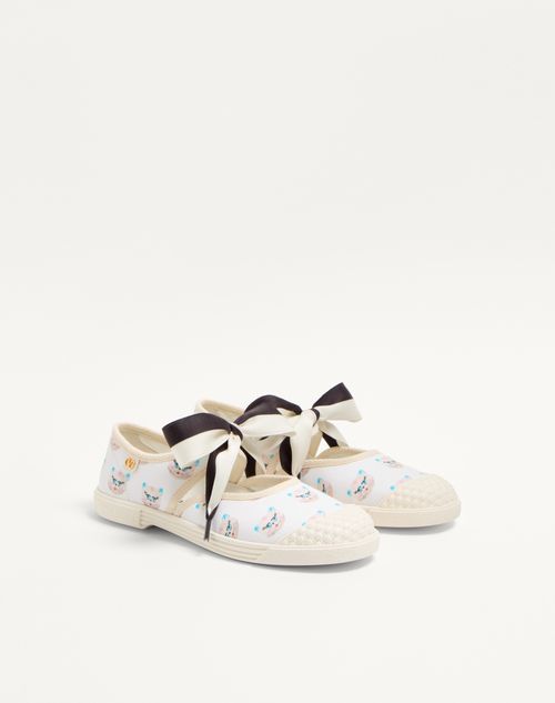 Valentino Garavani - Bay By Bay Ballerina Fabric Sneaker With Le Chat De La Maison Print - White/multicolor - Woman - Sneakers