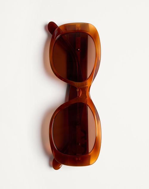 Valentino - Rectangular 70's Acetate Glasses - Beige/brown - Unisex - Eyewear