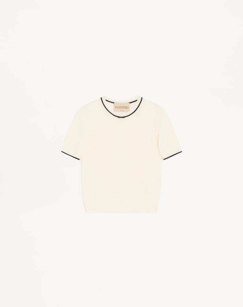 Valentino Women's Ivory/Black Wool Jumper Woman Xxs