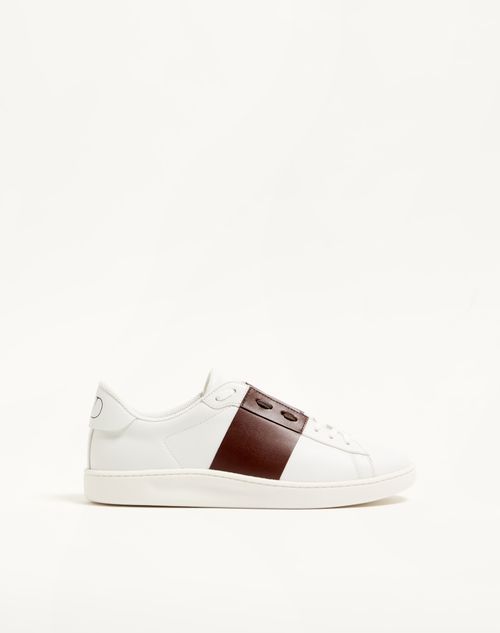 Valentino Garavani - Sneaker Open Royco En Cuir De Veau Nappa - Blanc/marron - Homme - Baskets