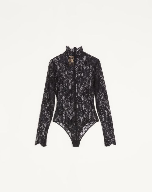 Valentino - Floral Lace Body - Black - Woman - Shirts And Tops