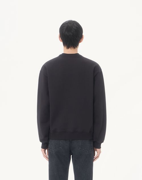 Valentino - Valentino Cotton Sweatshirt With Vgold - Black - Man - T-shirts And Sweatshirts