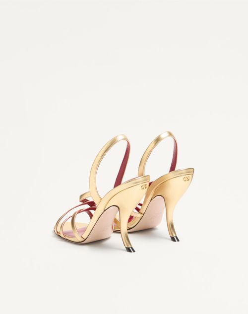 Valentino Garavani - Fetishique Sandal In Laminated Nappa 105mm - Antique Brass - Woman - Sandals