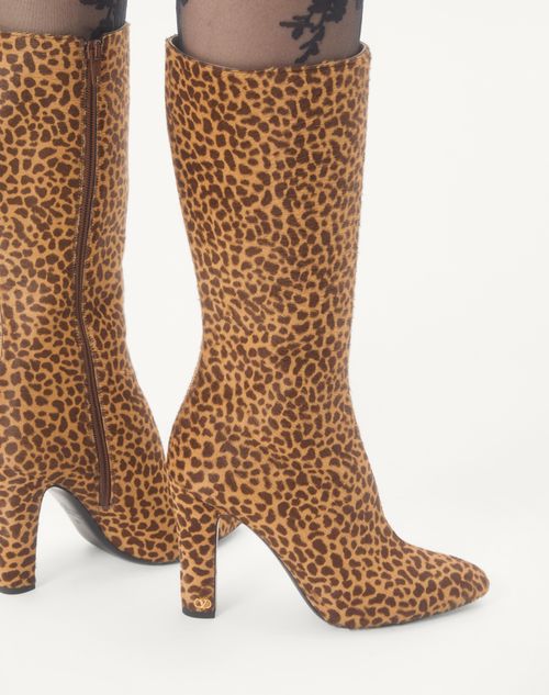 Valentino Garavani - Hotty Stiefel Aus Kalbsleder Mit Pony-effekt, 100 mm - Animalier - Frau - Stiefel