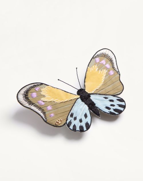 Valentino Garavani - Spilla Valentino Flutterby In Velluto - Oro/multicolor - Uomo - Gioielli