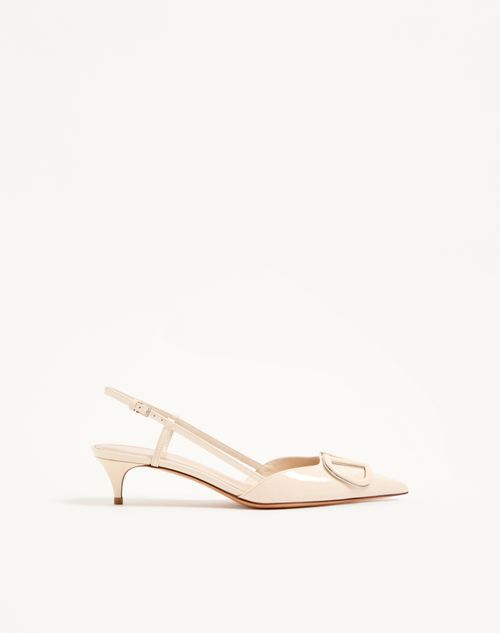 Valentino Garavani Vlogo Signature Patent Leather Slingback Pump 40mm Woman Ivory 39.5