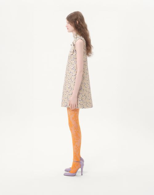 Valentino - Short Dress In Garden Lurex Jacquard - Multicolour - Woman - Dresses