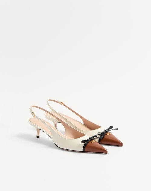 Valentino Garavani - Bepointy Slingback Pumps In Kidskin 45mm - Tobacco/ivory/black - Woman - Pumps