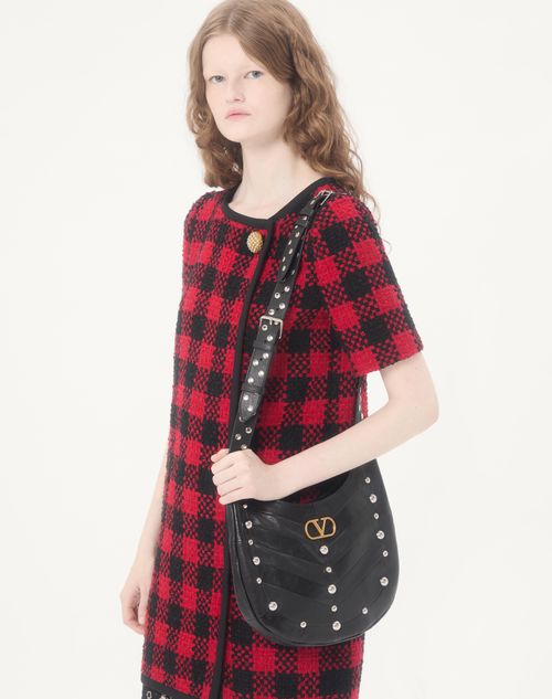Valentino - Short Dress In Damier Tweed - Paris/black - Woman - Dresses
