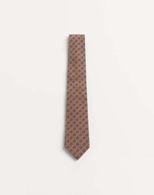 Valentino Garavani Valentie Micro-check Silk Tie Man Beige/black Onesize