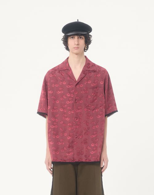 Valentino - Valentino Viscose Bowling Shirt With Cherryfic Jacquard Pattern - Magenta - Man - Shirts