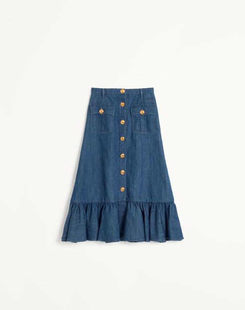 Valentino - Rock Aus Leichtem Denim - Denim - Frau - Denim