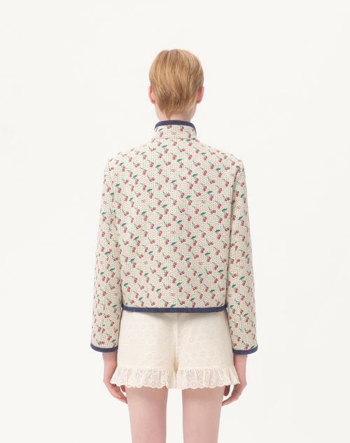 Valentino - Padded Caban With Cherryfic Print Jacquard - Birch/cherry Red/navy - Woman - Jackets And Blazers