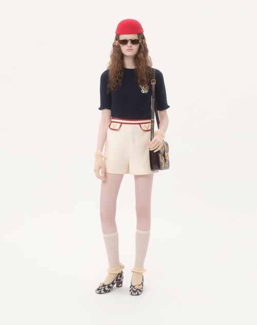 Valentino - Embroidered Wool Top - Night/cream - Woman - Knitwear