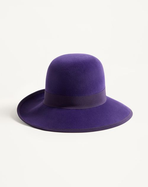 Valentino Garavani - Vlogo Signature Hat In Lapin Fabric - Purple - Woman - Hats And Gloves