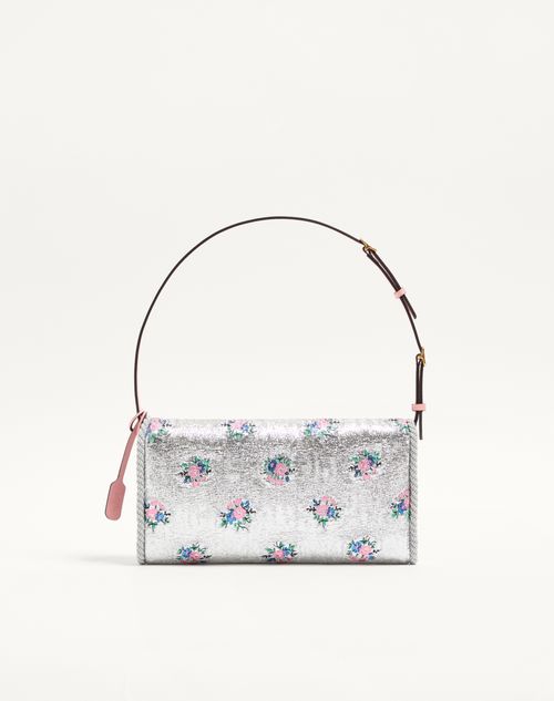 Valentino Garavani - Valentino Garavani Devain Small Shoulder Bag In Floral Lurex Jacquard Fabric - Silver - Woman - Shoulder Bags