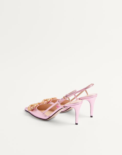 Valentino Garavani - Décolleté Slingback Vlogo Signature In Nappa Laminata 80mm - Giacinto/violet - Donna - Décolleté