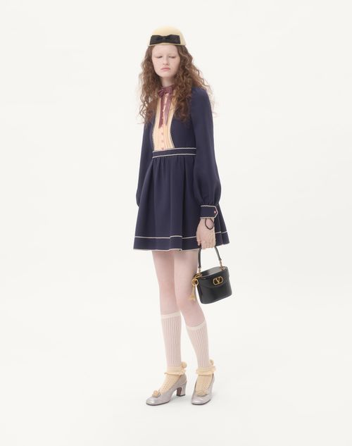 Valentino - Crepe Couture Short Dress - Indigo/birch - Woman - Dresses
