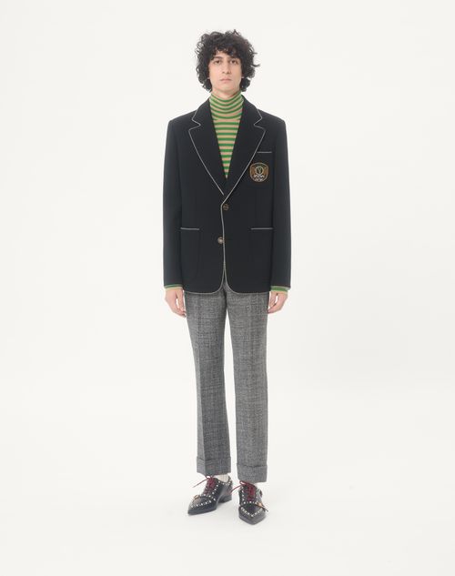 Valentino - Valentino Single-breasted Wool Jacket With Valentino Patch - Black - Man - Coats And Blazers