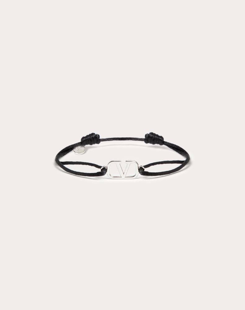 Valentino Garavani Men's Black Vlogo Signature Cotton Bracelet Man Uni