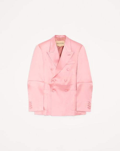 Valentino - Chaqueta Valentino De Seda Duchesse Reversible Con Frente Cruzado Y Pliegue Prensado - Rosa - Hombre - Abrigos Y Blazers